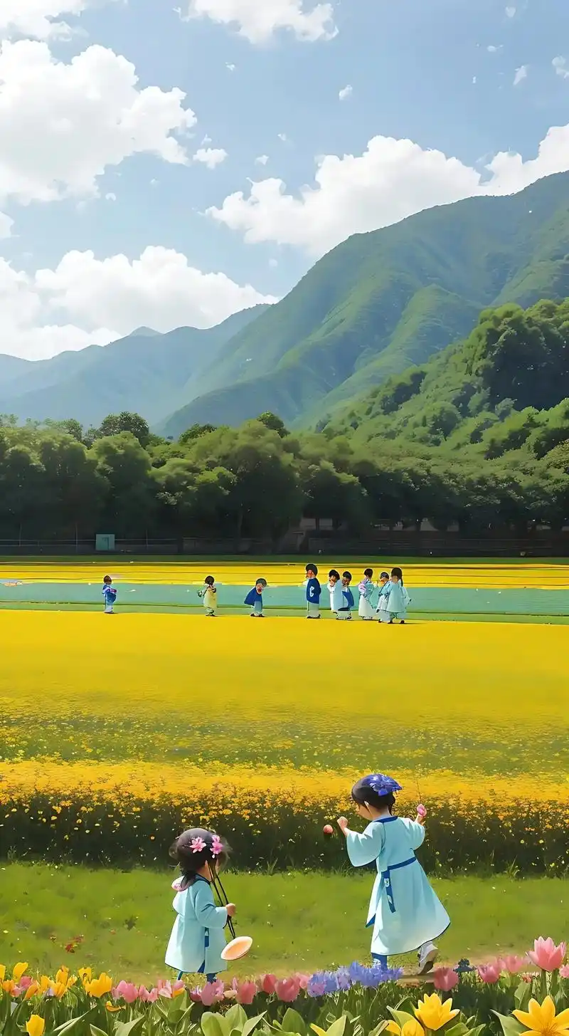 一群小孩在草地上玩耍#ai绘画 #先锋壁纸 #图文伙伴计划 - 抖音
