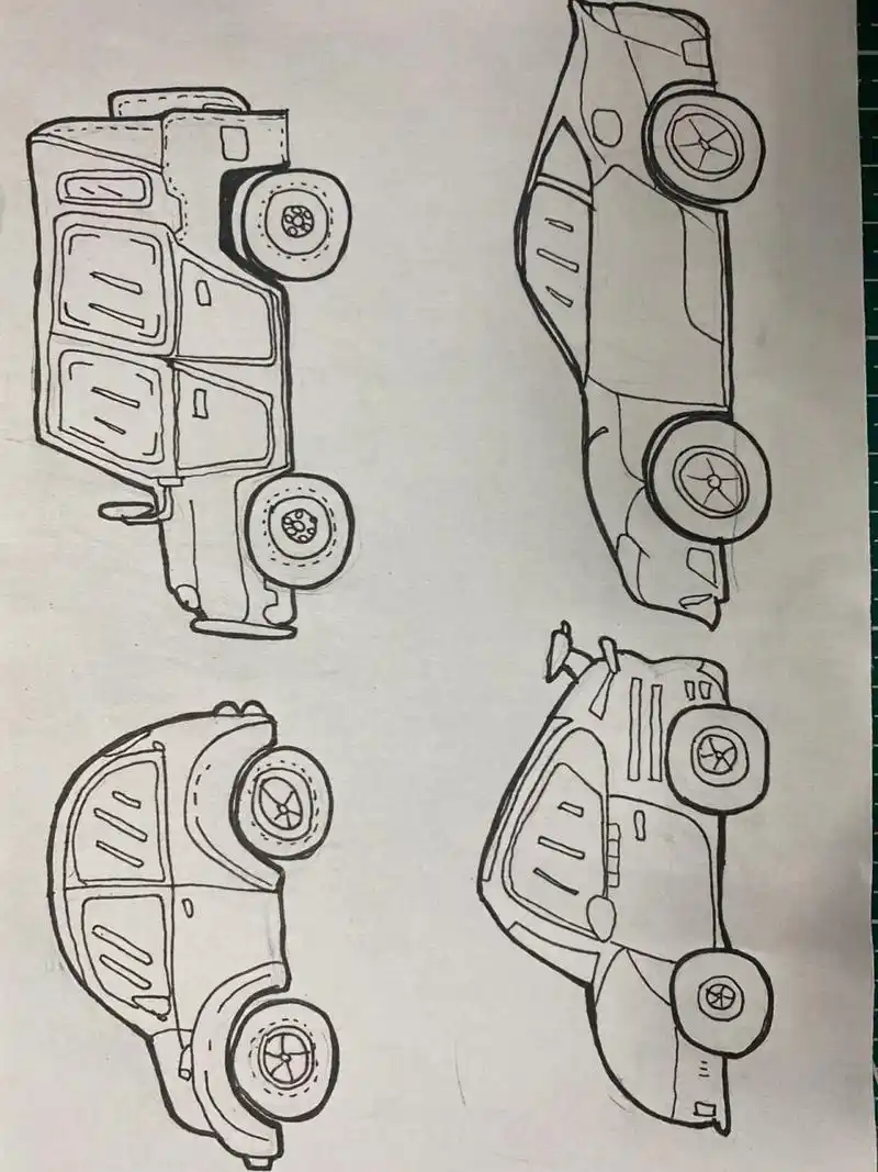 儿童创意画-小汽车 小汽车素材工具:彩铅