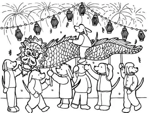 小人舞龙简笔画