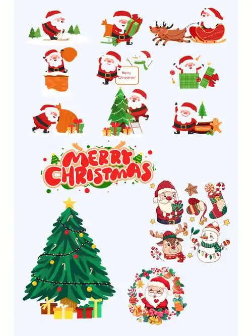素材这组关于套图平安夜海报插画图片,加上圣诞老人,人物形象为装饰