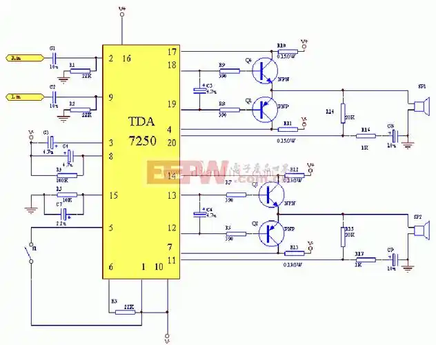 采用tda7250驱动制作的100w功放原理及电路