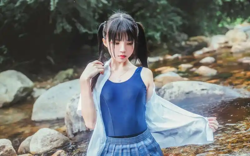 双马尾小萝莉山泉湿身诱惑写真,清纯-美女图片