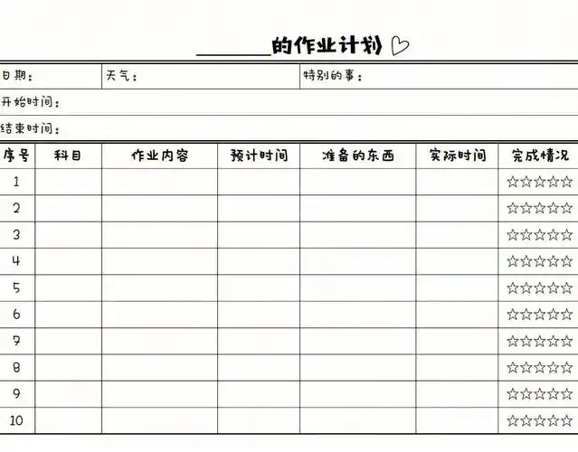 适合各个阶段的计划表