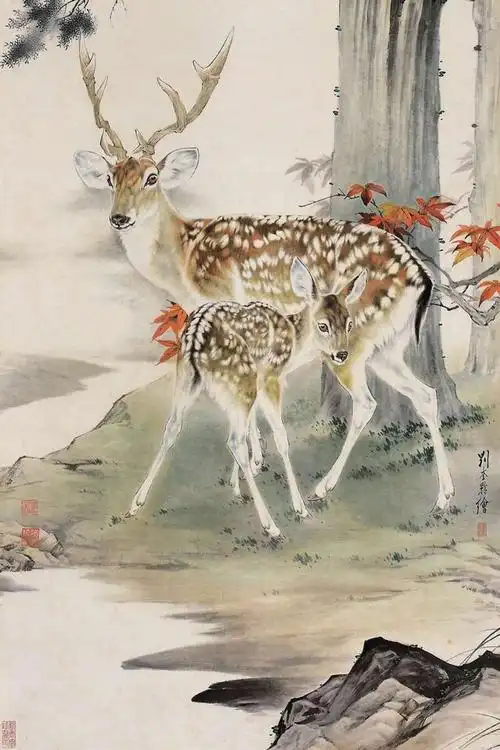 刘奎龄画鹿作品欣赏