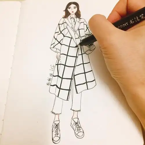 马克笔画服装画步骤分享者好彩妹lcf