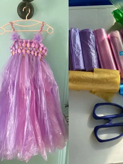 小学作业用垃圾袋制作裙子