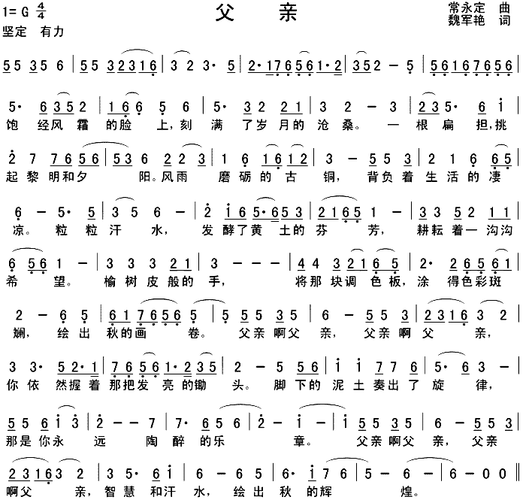 父亲[简谱] 曲谱 简谱 歌谱 琴谱 总谱 音乐教程