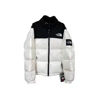 北面thenorthface羽绒服女大格子袖标韩版休闲保暖外套男情侣款白色xs