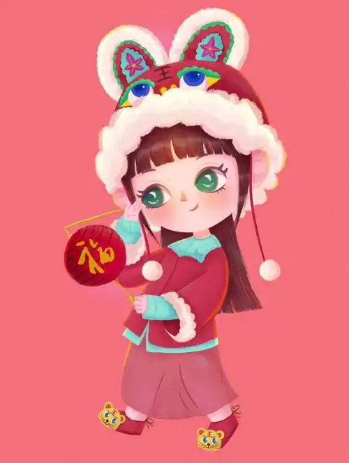 新年插画虎妞来拜年啦