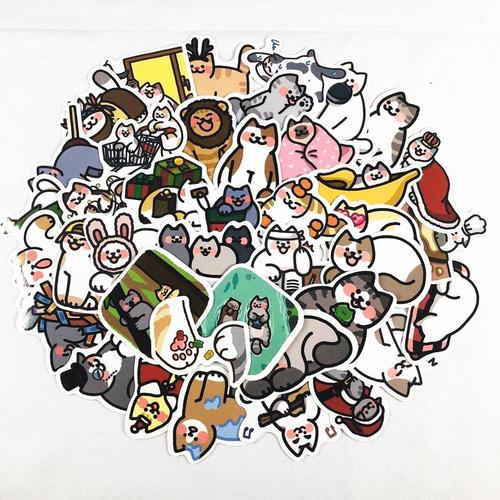 40张卡通喵星人个性猫萌宠手账日记本行李箱水杯手机电脑头盔贴纸