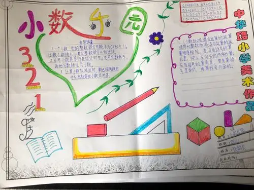 中华路小学四年级一班的数学手抄报精彩呈现!