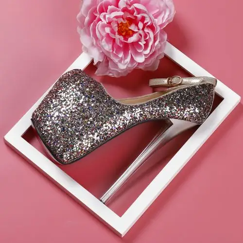 zarp新款超高细跟20cm亮片恨天高女鞋大码43码夜店浅口t台鞋