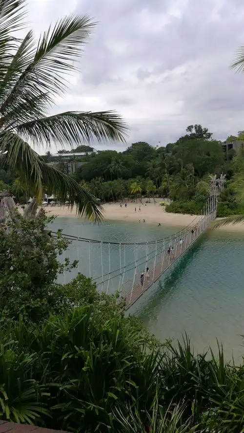 新加坡的圣淘沙岛是一个充满热带风情的旅游休闲胜地.