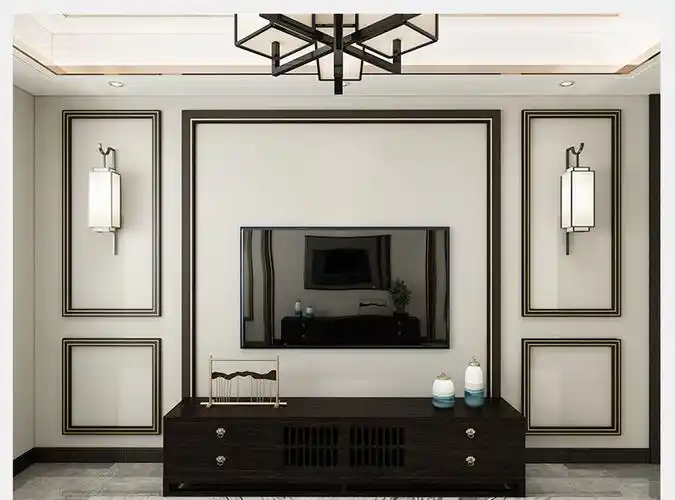 新中式木线条背景墙边框装饰木条客厅电视墙造型金属条边框 td10020