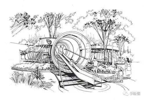 【景观人手绘教程】快题中的手绘效果图步骤详解1-儿童游乐区!_画面