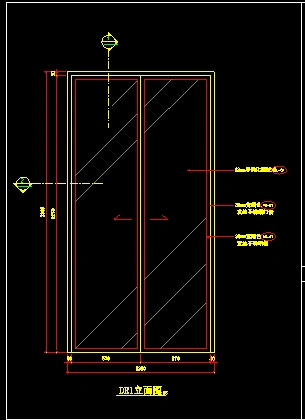 经典厨房玻璃推拉门cad设计详图