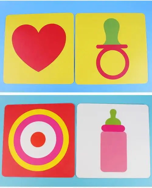 视力多彩颜色感知01岁婴幼儿启蒙图形识别卡认知识图卡片儿童智力开