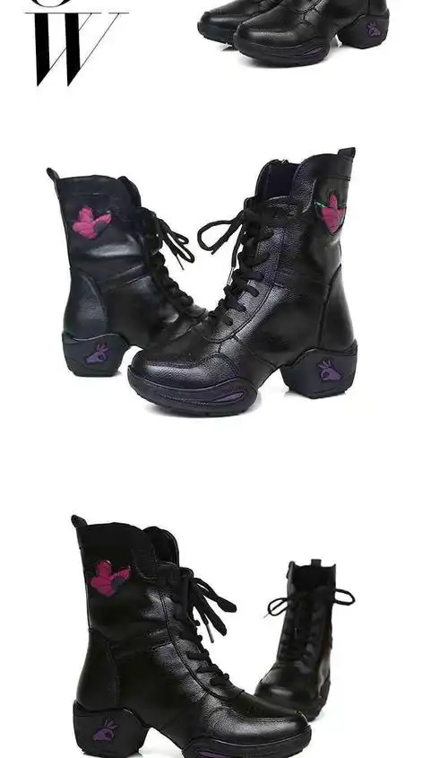 伯尔俪秋冬女广场舞蹈鞋女现代跳舞鞋软底水兵舞蹈靴子女 黑色 39