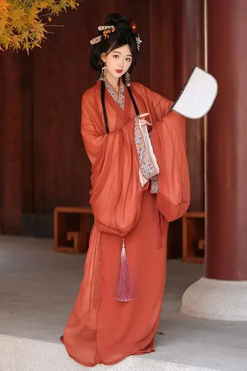 新款梦域战国袍马山楚墓复原日常直裾袍成人汉服女拖尾大放量直裾