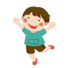 童年无忧无虑玩耍的卡通小男孩