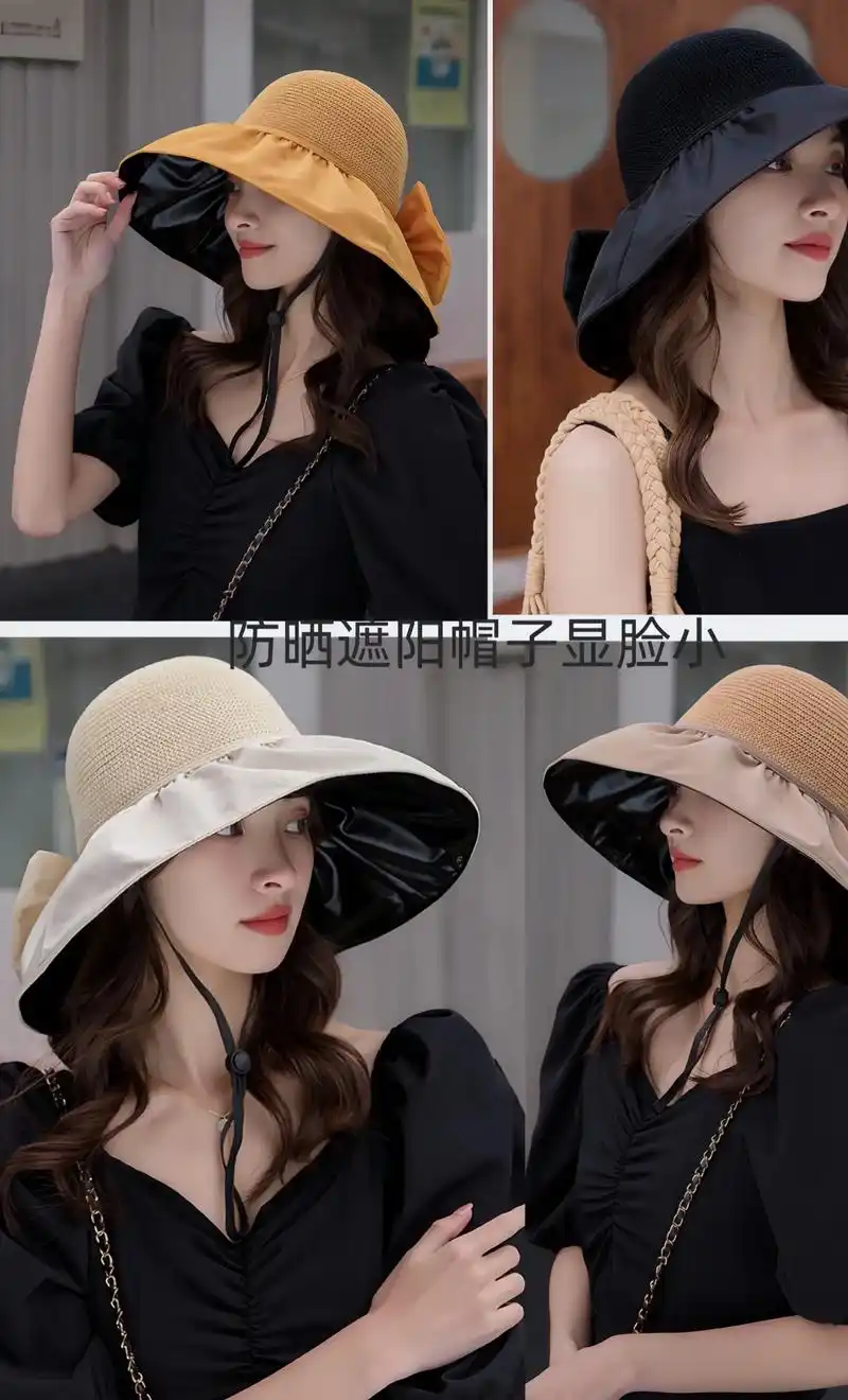 太阳帽女款夏季黑胶防紫外线遞脸爆款防晒遮阳帽子2023年新款 - 抖音