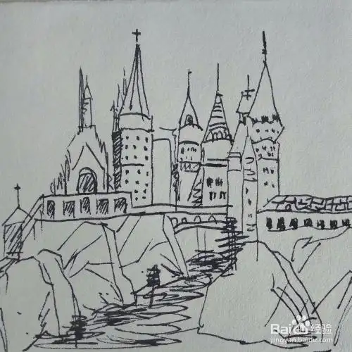 如何画电影哈利波特中的霍格沃茨魔法学校?