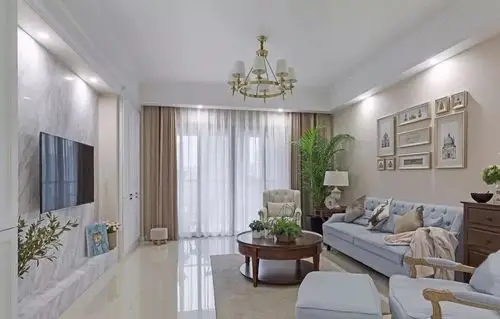 客厅大量使用了恰如其分的奶咖色基调,勾勒出温和而丰富的人生积. .