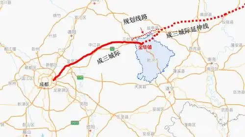 成都通往三台的这条城际铁路,稍微拐一个小弯就以衔接射洪老县城