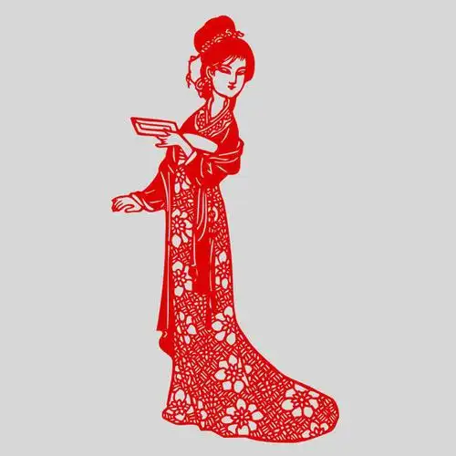 传统镂空窗花剪纸人物古典美女仕女图纸质贴纸作品装饰画中国风