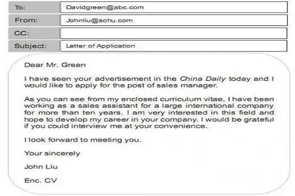 英语电子邮件格式范文