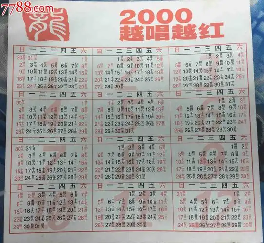 2000年年历卡片,龙舞图,迪厅样板播放no.1舞曲,品相如图.