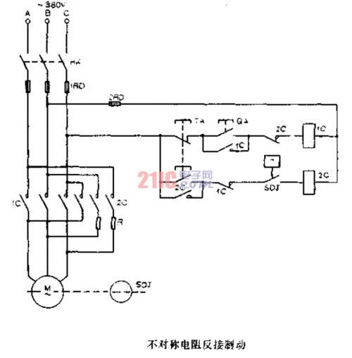 不对称电阻反接制动 - 电机控制电路 - 21ic中国电子网
