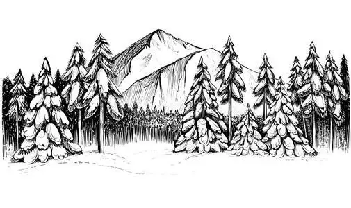 简笔画冬天的山