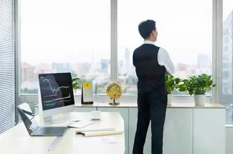 男背影年轻商务男士办公照片