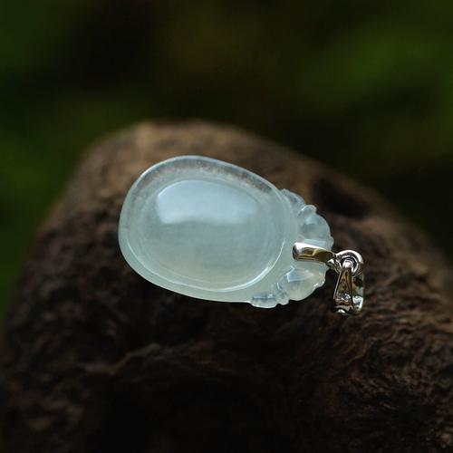 冰种翡翠福瓜小吊坠福禄寿挂件缅甸玉石18k金天然a货珠宝首饰0192