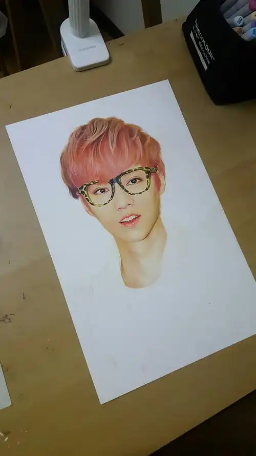 彩铅鹿晗过程图.