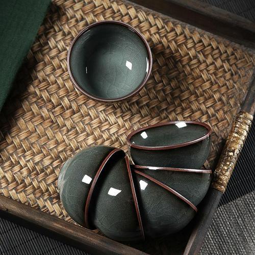 龙泉青瓷功夫茶品茗杯手工主人杯单杯哥窑冰裂陶瓷茶碗盏茶具家用