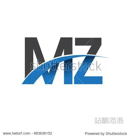 initial letter mz logotype company name colored blue and grey