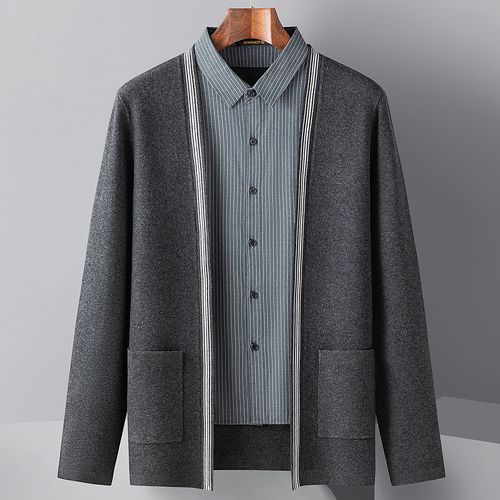 【福利款】学院风假两件针织衫男春秋开衫外套男针织开衫男士外套