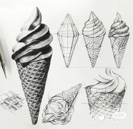 创意美术儿童画 #创意素描主题 《夏日冰淇淋90》1.