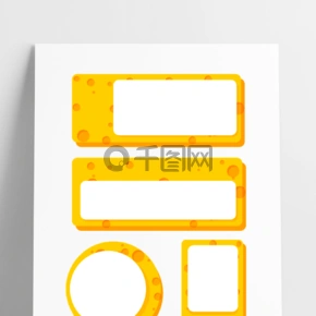 卡通扁平风芝士标题框文本框按钮矢量边框原创老鼠吃奶酪插画元素矢量