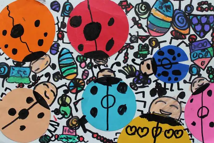 少儿创意美术七星瓢虫好多可爱的小瓢虫啊