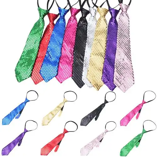 亮片领带舞台表演用领带 男士女生通用优领带亲子款拉链调节领带