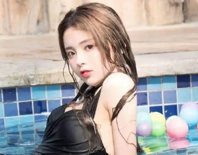 迪丽热巴的泳衣来自她代言的阿迪达斯,是很简单的黑色款式,比较修身