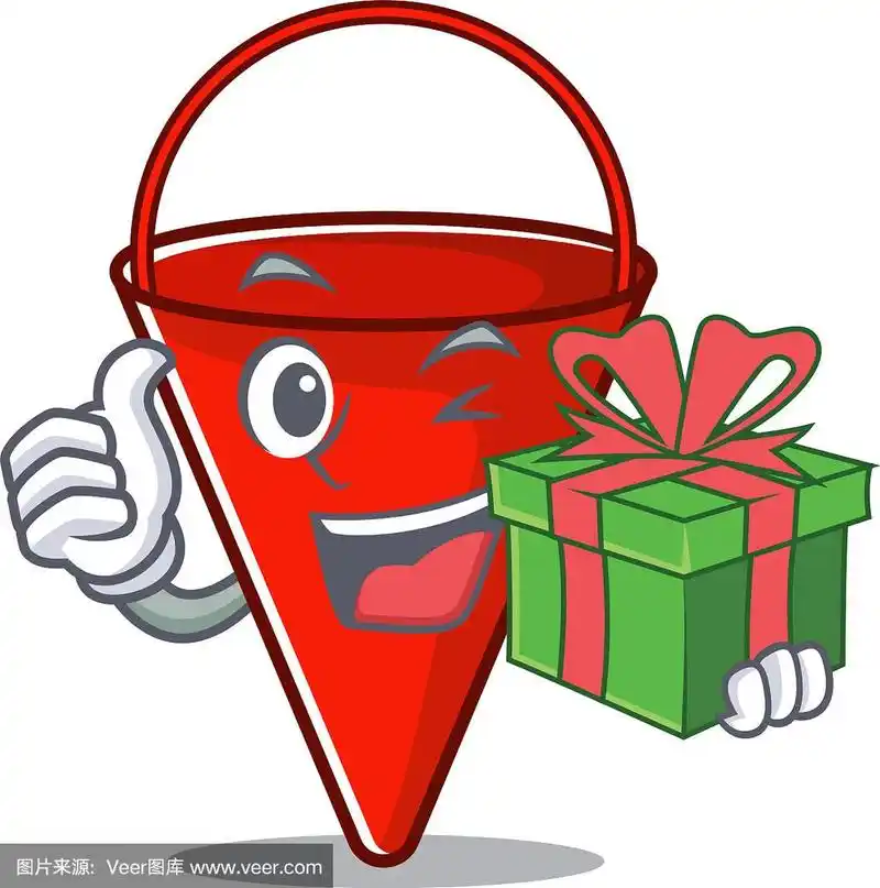 带礼物的消防桶卡通在院子里