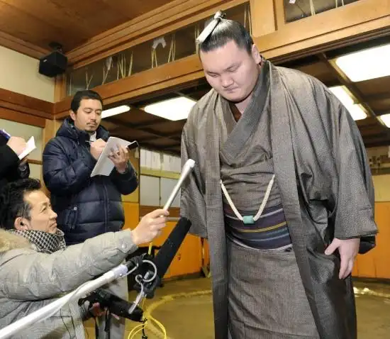 图文横纲级相扑选手白鹏公开道歉发布会鞠躬致歉