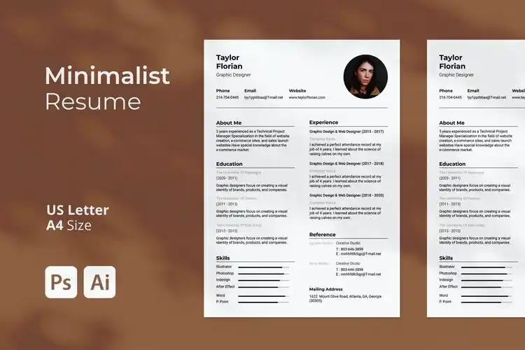 极简两列式设计师简历模板 minimalist resume