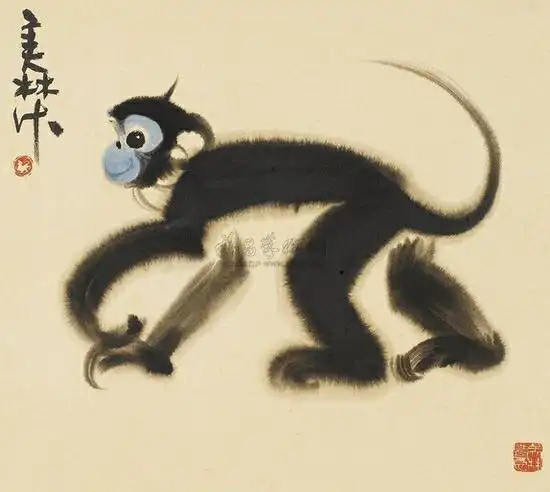 在线课程——水墨画猴子