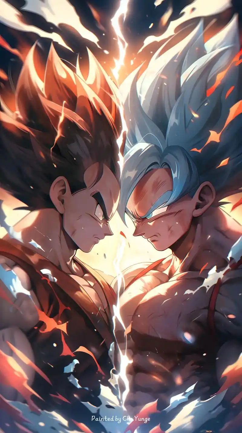 悟空与贝吉塔:不知不觉就成了最好的朋友.#ai绘画 #龙珠  - 抖音