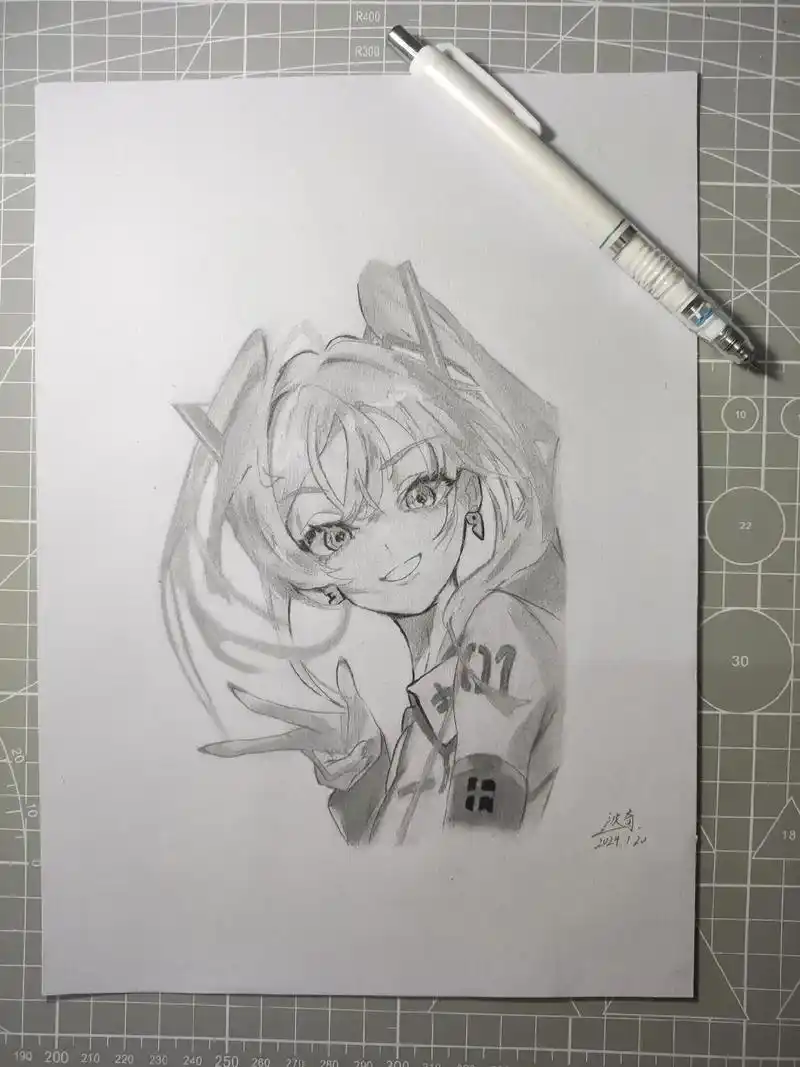 初音#手绘 #临摹 #铅笔稿 #初音未来 #日常瞎画 - 抖音